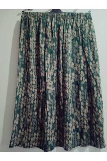 hoaryage Elastic Waist Vibrant Colorful Patterned Viscose Press Fabric Maxi Length Skirt