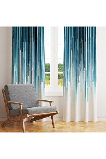 LadiesHome Mavi & Teal Geçişli Fon Perde – Modern & Zarif Dokunuş 140x260 CM Tek Kanat