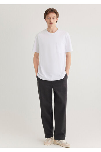 Mavi Λευκό Basic T-Shirt με λεπτομέρεια τσέπης Loose Fit / Loose Relaxed Fit 066248 -620