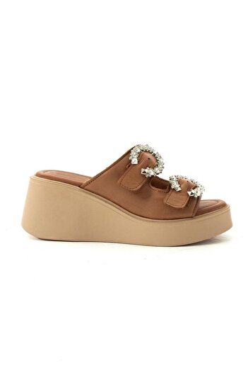 SEEM & BE Γυναικείες παντόφλες από γνήσιο δέρμα Casie Platform Wedge Heel