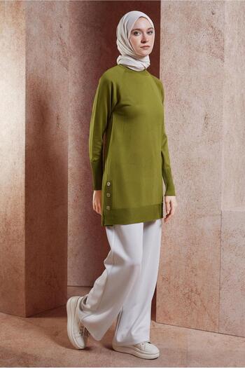 Alvina 45018 Model Button Detailed Knitwear Tunic