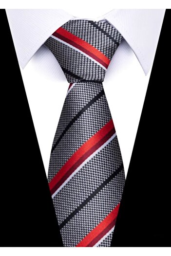 delis Men's tie, CR107, Grey/Red