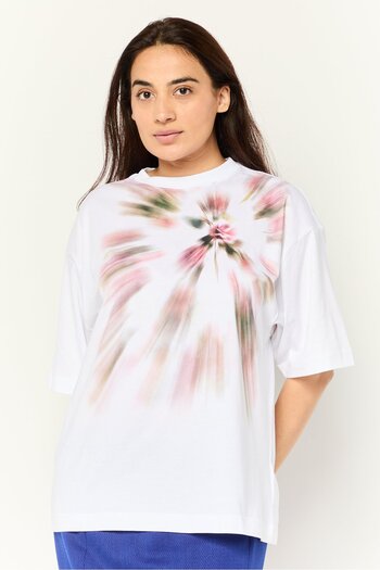 Esprit Women Crew Neck Short Sleeves Tie Dye T-Shirt, White