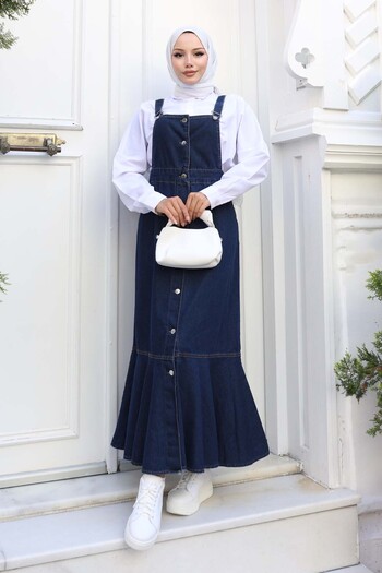 benguen Denim Salopet Dress Navy Blue 563