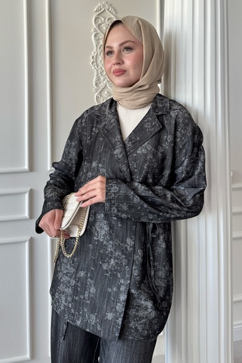 InStyle Σετ κιμονό τζιν με εμφάνιση Jacquard Anthracite