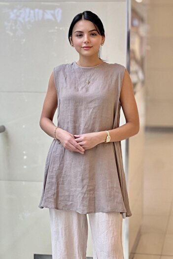 MISS DALIDA Missdalida Sleeveless Linen Tunic