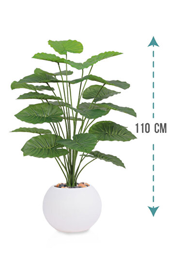 Generic Artificial Alocasia Heart Leaf Seedling in Round Plastic Pot