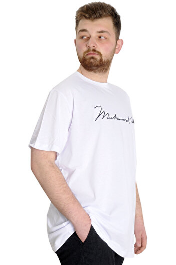 ModeXL Mode Xl Великий розмір Чоловіча футболка Muhammed Alı 23160 Білий