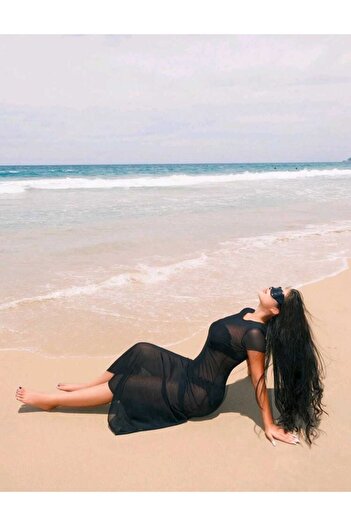 Bracha Crew Neck Short Sleeve Bikini Top Long Tulle Pareo
