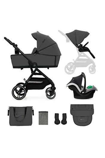 Kinderkraft Kočárek Yoxi 3v1 (MINK PRO) měsíčně šedý