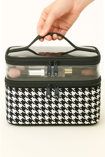 Ankaflex Women's Makeup Bag Two Large Compartments with Strap Foldable Care Travel Organizer Makeup Bag