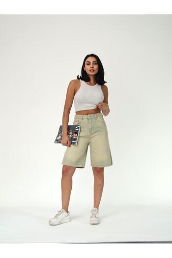 Zeo Basic Slit Jeans Shorts with Side Slits