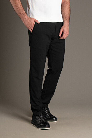 ZEKİ ÖZER Men's Black Linen Trousers