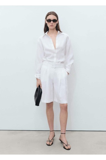 MANGO Woman Oversize linen shirt