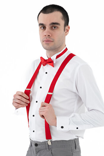 ELROZO Set of Trousers Suspenders and Bow Tie