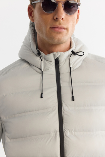 Avva Men's Gray Hooded Water Repellent Windproof Coat A42Y6155