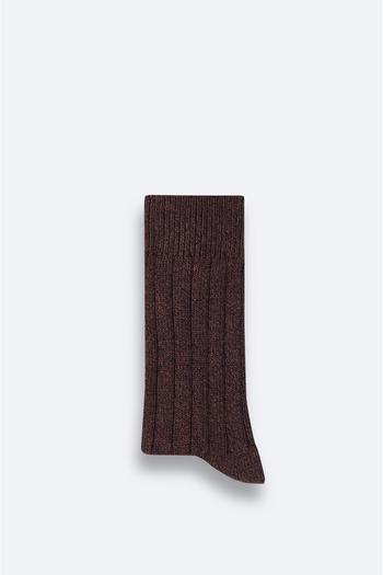 Avva Men's Brown Wool Corded Socks A42Y8500