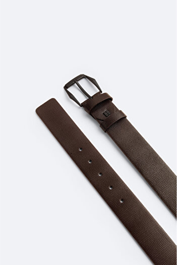 Avva Men's Brown 100% Leather Textured Belt A42Y9309