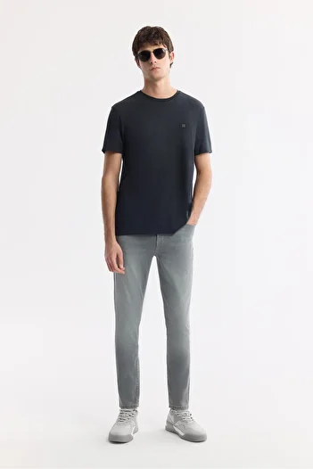 Avva Men's Berlin Slim Fit Grey Distressed Washed Cotton Elastane Jean Pants A51Y3517