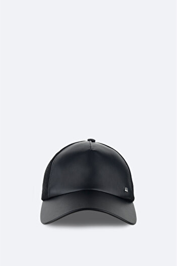 Avva Men's Black Front Applique Detailed Sports Cap A42Y9250