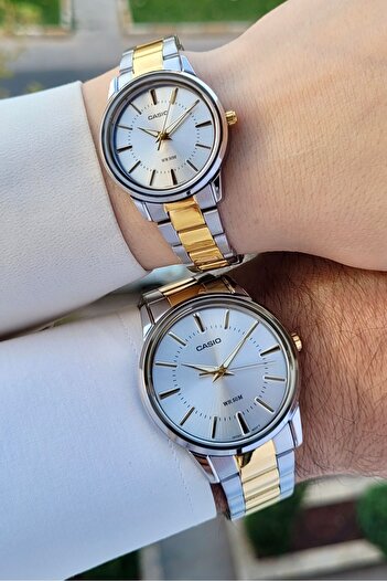 Casio Gold Metallic Lover Couple Two Wrist Watch