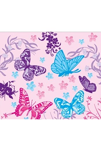 asöy 16 Person Macaron Lilac Pink Butterfly Disposable Napkin Party Set Butterfly Party Napkin