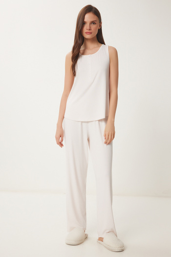 Happiness İstanbul Women's Powder Sleeveless Viscose Pajama Set Pq00002