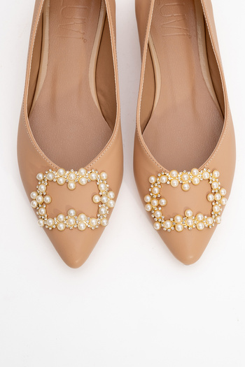 LuviShoes Dámské balerínky GHENT Beige Skin Pearl Stone