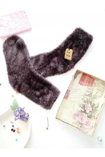 ENEFENDİ 2 Pairs of Fluffy Winter Thermal Booties Seamless Socks Men's Women's Home-Party Socks Rosewood Smoked 36-41.