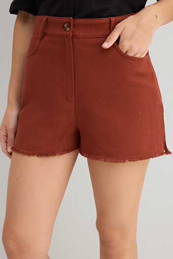 Trendyol Collection Tile Cotton Gabardine Mini Shorts & Bermuda Twoss25Sr00211