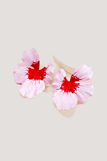 New Obsessions Orchid Large metal Flower earrings