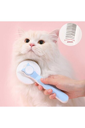 Micostore Cat hair brush with self-cleaning button, for animals and massage bristles