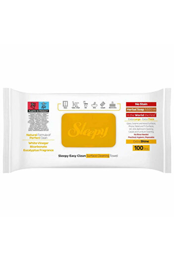 Sleepy Wet Wipes, Multi-Surface, Easy Clean, Vinegar and Bicarbonate, Herbal Soap Scent, 100pcs