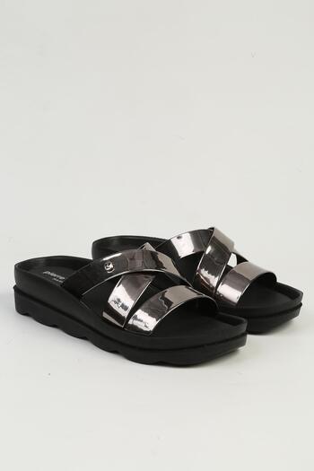 Pierre Cardin Platinum Patent Leather Women's Slippers Pc-7509