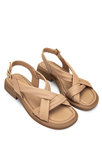 Tamer Tanca Women's Genuine Leather Mink Heeled Sandals