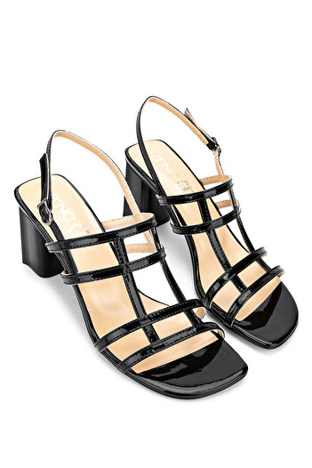 Tamer Tanca Women's Genuine Leather Black Patent Leather High Heels