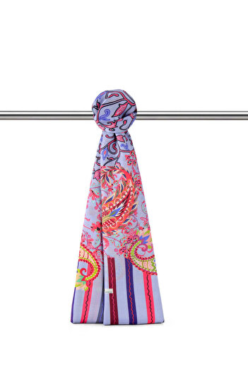 Bursa İpek Lilac Ivy Pattern Soft Shawl