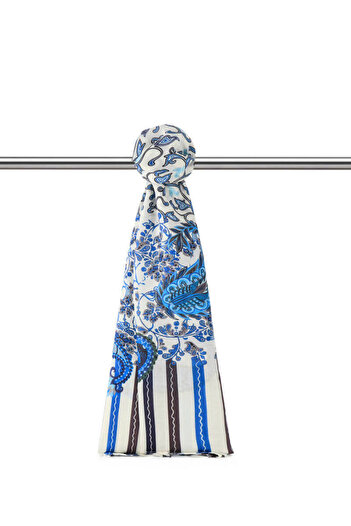 Bursa İpek Ecru Ivy Pattern Soft Shawl