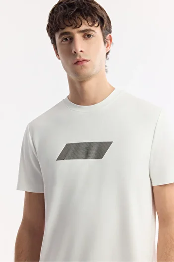Avva Men's Regular Fit White Crew Neck Printed Rayon Soft Touch T-Shirt A51Y1031