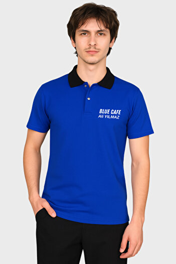 Üniformanya Tricou cu broderie Restaurant Cook, Chelner, guler, închidere frontală, tricou albastru