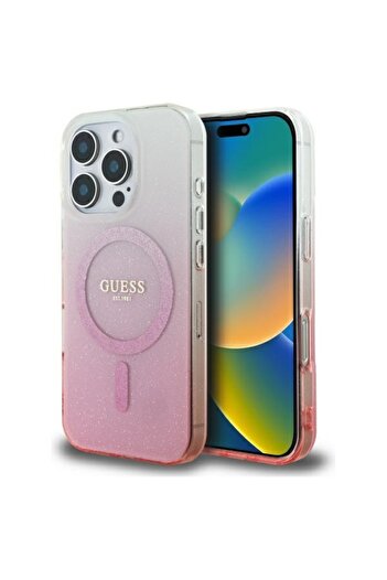 Guess Husă MagSafe cu sclipici gradient IML pentru iPhone 16 Pro, Guess - Roz