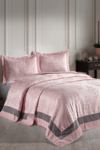 BİRHOME Farah Lace Double Bedspread (Powder)