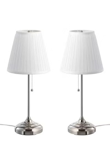 Taimi Pack of 2 Modern Table Lamp with Warm Lighting - Silver/White
