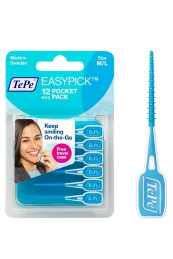 TePe Tippy Dental Floss Picks, Blue Floss Picks, 12 Pack