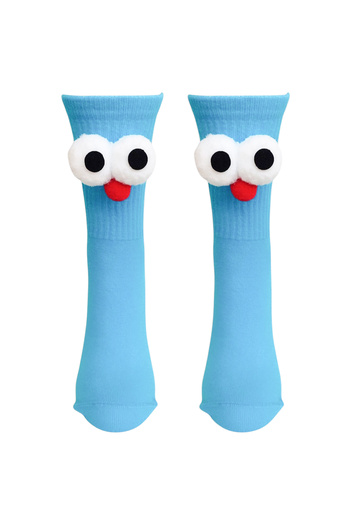 ZEYZEY MONKEY 1 Pair Blue Burst Eyes Funny Design Solid Color Unisex Sports Socks