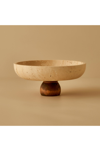 Bella Maison Ephesus Travertine Pedestal Presentation Bowl Natural (25 cm)