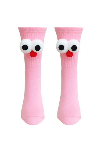 ZEYZEY MONKEY 1 Pair Pink Burst Eyes Funny Design Plain Colored Unisex Sports Socks (Compatible with 36-44)