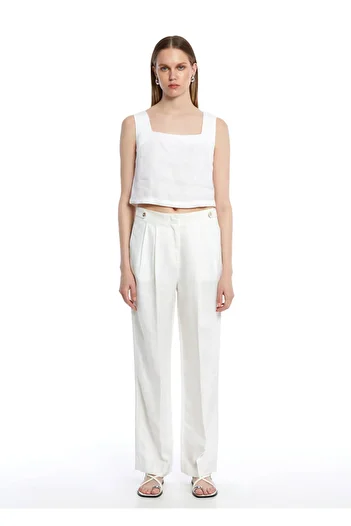 Knitss White Linen Trousers