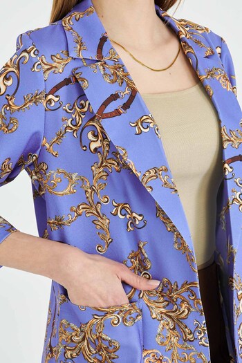 armonika Women's Dark Blue Pocket Oversize Jacket Arm-25Y 001057