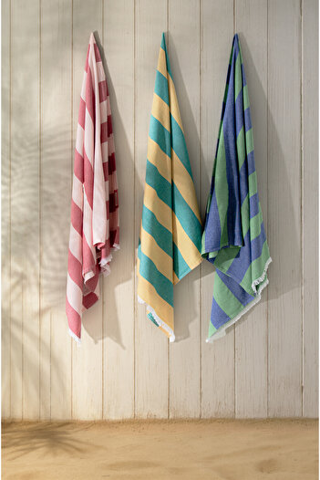 MYLASA HOME Peshtemal din bumbac de lux Riva cu dungi groase de inspirație mediteraneană 80X165